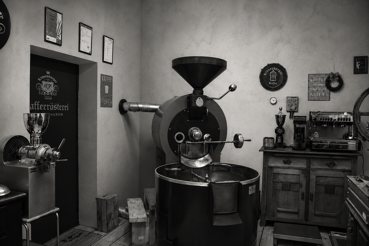 Blick in die Kronenburger Kaffeerösterei in Husum